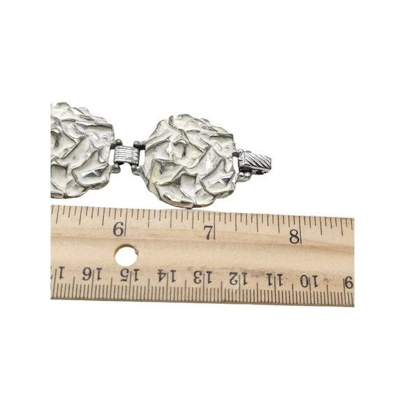 1960s Vintage Sarah Coventry Rose Panel White Enamel Silver Tone Bracelet - Picture 9 of 9